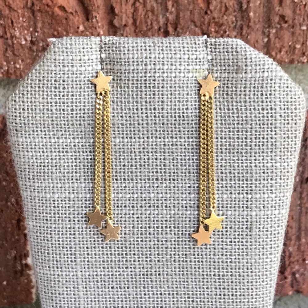 🌹14K Adorable Star Dangle/ Drop Earrings - Picture 5 of 8